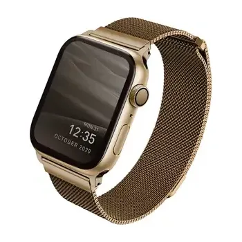 Řemínek na hodinky Uniq Dante Mesh Steel řemínek pro Apple Watch 44 42mm - CARAMEL GOLD (zlatá) (8886463675793)