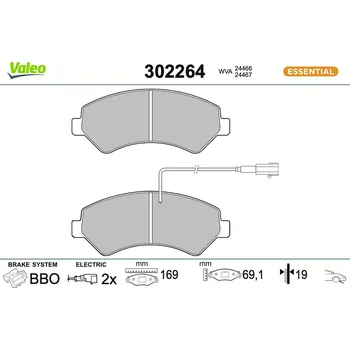 Brzdová destička Sada brzdových destiček, kotoučová brzda VALEO 302264