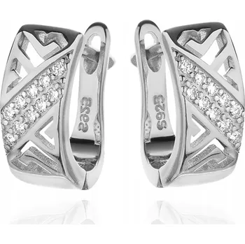 Náušnice STŘÍBRNÉ NÁUŠNICE PODKOVY RHODIOVANÉ ŘECKÝ VZOR