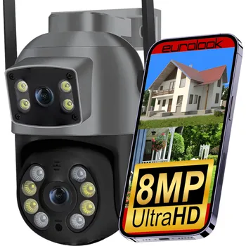 IP kamera Duální WiFi IP Smart venkovní otočná kamera UHD 8MPx s aplikací a alarmem