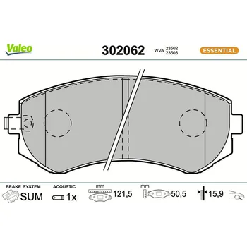 Brzdová destička Sada brzdových destiček, kotoučová brzda VALEO 302062