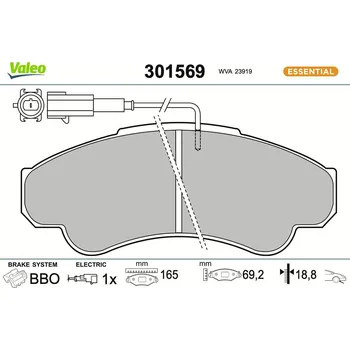 Brzdová destička Sada brzdových destiček, kotoučová brzda VALEO 301569