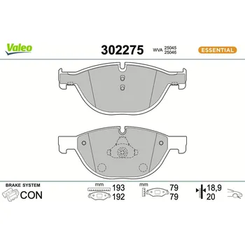Brzdová destička Sada brzdových destiček, kotoučová brzda VALEO 302275