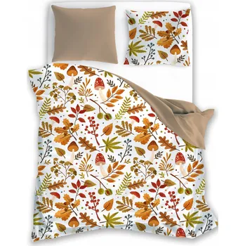 Povlečení ÚTULNÉ POVLEČENÍ S PODZIMNÍM MOTIVEM HOUBY KAŠTANY PODZIMNÍ LISTÍ 220x200