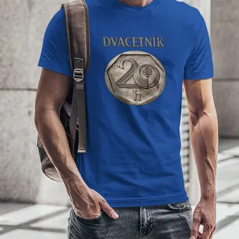 Pánské tričko Dvacetník Pánské tričko s potiskem – ideální dárek k 20. narozeninám Barva: 05 - Královská Modrá, Velikost: 3XL Vtipný dárek k 20. narozeninám.