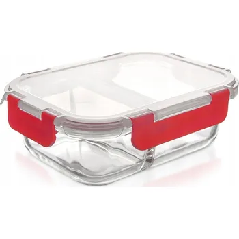 Dóza na potraviny SKLENĚNÁ NÁDOBA NA POTRAVINY LUNCHBOX S DĚLENÝM VÍKEM 950 ML