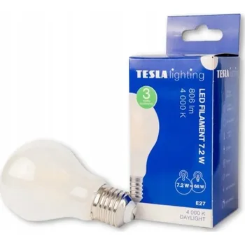 Žárovka TESLA- žárovka FILAMENT RETRO BULB E27, 7,2W, 806lm, 4000K denní bílá,