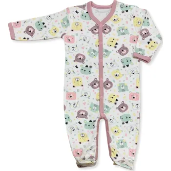 OVERAL overal na spaní, celopropínací, velikost 80, pyžamo pro holčičku, medvídci, růžový