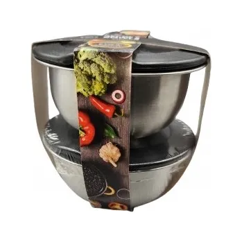 Sada 2 x miska s průhledným víkem 320 ml, nerezová ocel