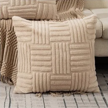 Polštář POVLEČENÍ NA POLŠTÁŘ 45X45 CM CHLUPATÝ DEKORATIVNÍ COP MĚKKÉ