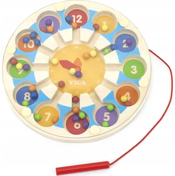 Dřevěná hračka Viga Dřevěná magnetická hra Hodiny Labyrint