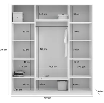 Šatní skříň Arkos Meble Šatní skříň PARIS se zrcadlem Šířka: 160