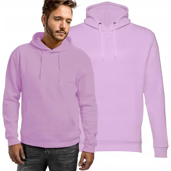Pánská mikina Módní teplá tepláková mikina HOODIE klokanka s kapucí, levandulová, XXL