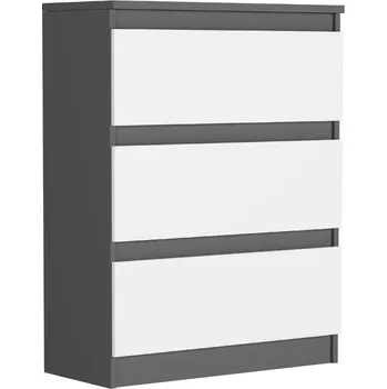 Komoda Módní VELKÁ KOMODA 3 ZÁSUVKY SKŘÍŇKA ANTRACIT MIX R-3 PL