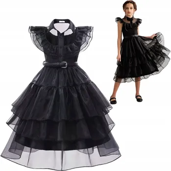 Karnevalový kostým Wednesday Addamsová cosplay KOSTÝM ŠATY 110 116