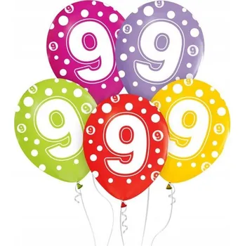 Balónek Barevné balónky k 9. narozeninám pro dítě 5 kusů