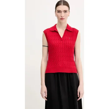 Bavlněná vesta Tommy Hilfiger WW0WW45655 červená 33X, vel. XS
