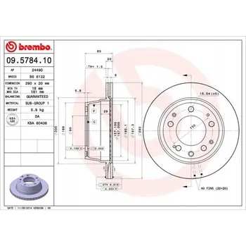 Brzdový kotouč Brembo 09.5784.10 Brzdový kotouč