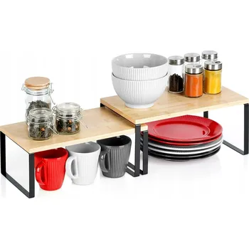 police DŘEVĚNÁ KUCHYŇSKÁ POLICE STOJAN NA KOŘENÍ ORGANIZÉR SADA 2 KS