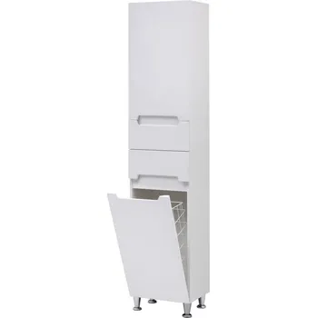 Nábytek Vysoká skříňka do koupelny s košem Marco 40 levá bílá