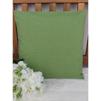 Povlak na polštářek Povlak na polštář 40 x 40 cm – bílý puntík na zelené