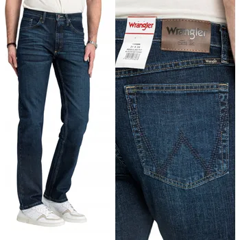 Pánské džíny Pánské džíny WRANGLER Regular Fit Tmavě modré rovné nohavice W36 L34