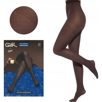 Dámské punčochy Gatta Wedel punčocháče se vzorem, geometrický vzor W02 40 DEN dark choco, velikost 3