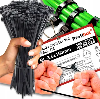 Stahovací páska Stahovací pásky kabelové STAHOVACÍ PÁSKY sada černé UV 3,6x150 100 ks