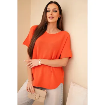 Dámský svetr Dámský svetr s krátkým rukávem volného střihu oranžový UNI