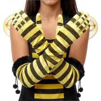 Karnevalový doplněk Dlouhé rukavice včela 56cm