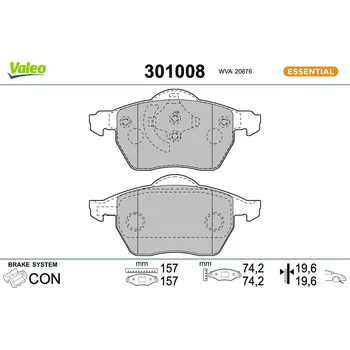 Brzdová destička Sada brzdových destiček, kotoučová brzda VALEO 301008