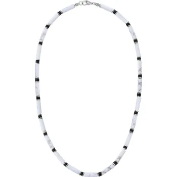 Náhrdelník Manoki Luxusní pánský náhrdelník s bílým howlitem Antonio X-WA847SW/55 Bílá/čirá 55 cm