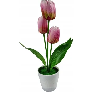 umělá květina Umělé bílé tulipány v květináči, jako živé
