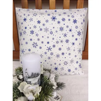 Povlak na polštářek Povlak na polštář 40 x 40 cm – Modré vločky na bílé| Ruční výroba z bavlny