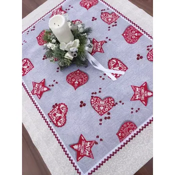 ubrus Ubrus vánoční - vánoční srdíčka na zmrzlých větvičkách | 77 x 95 cm