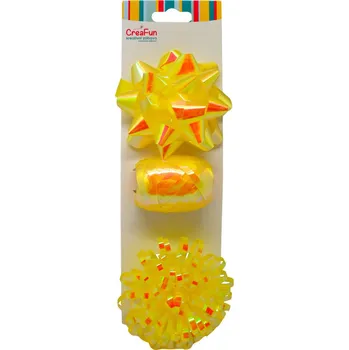 Stuha Dárková sada zlatá duhově lesklá, 3 ks (stuha 10 m + 2 mašle)