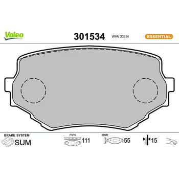Brzdová destička Sada brzdových destiček, kotoučová brzda VALEO 301534