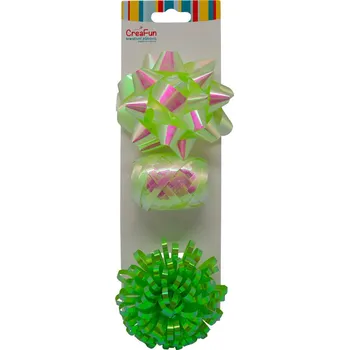 Stuha Dárková sada mátová duhově lesklá, 3 ks (stuha 10 m + 2 mašle)