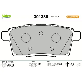 Brzdová destička Sada brzdových destiček, kotoučová brzda VALEO 301336