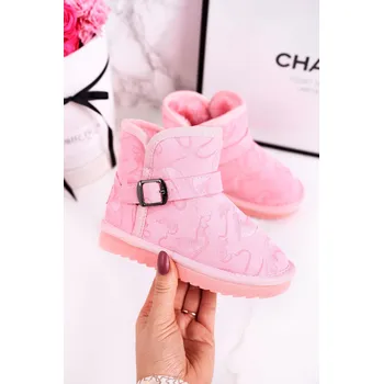 Chlapecká zimní obuv Boto Dětské Kotníkové Boty Sněhule s Kožešinou Kawai Barva: Růžová, Velikost: 35