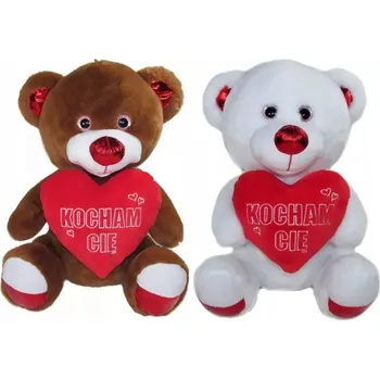 plyšák Plyšová Hračka Medvídek Srdíčko "Miluji Tě" se srdcem, 2 barvy - 30 cm - VALENTÝN