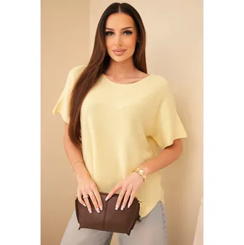 Dámský svetr Dámský svetr s krátkým rukávem volného střihu žlutý UNI