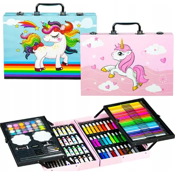 Výtvarná sada SADA NA MALOVÁNÍ PRO DĚTI DÍVKY UMĚLECKÝ VÝTVARNÝ KUFR