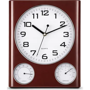 Hodiny HODINY 3v1 NA ZEĎ TICHÉ S TEPLOMĚREM A VLHKOMĚREM 32x27,5x3,5 cm