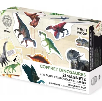 Dřevěná hračka Vilac Dřevěné magnety Dinosauři s edukačními kartami +3
