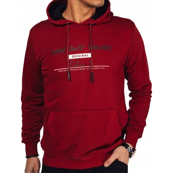 Pánská mikina Pánská mikina s kapsou klokanka a kapucí bordó BX5707 - S