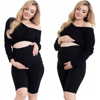 Dámské legíny Formommy těhotenské legíny krátké bavlna černé velikost 3XL