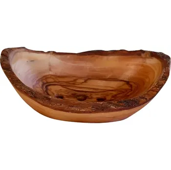 Mýdlenka Olivenholz-erleben Rustikální mýdlenka z olivového dřeva Skořepová Lodička 13 cm