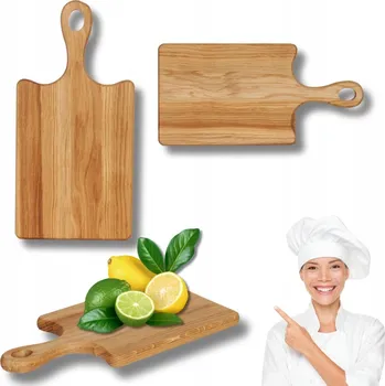 Kuchyňské prkénko Dubové prkénko na krájení obdélníkové s prolisy a rukojetí 30,5 x 15 cm