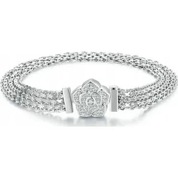 Náramek Plochý náramek s květinovými přívěsky 1 9 Cm stříbro 925 s925